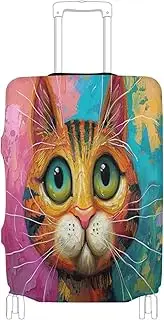 [Joisal] Orange Cat Colorful Suitcase Protector Cover Fit 18-32 Inch Luggage Covers for Suitcase Tsa Approved Stretch Luggage Accessories for Travel, Orange Cat Colorful, XL 29-32 in