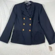 Vintage NWT 2pc Suit Louis Feraud Women's Blue Blazer Set With Skirt, Size 10