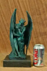 Mythical Devil Lucifer Bronze Sculpture Hand Crafted Original Figurine Statue