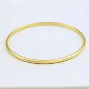 Women's 7" Stainless Steel,Solid Bangle Bracelet Smooth Gold Plated,Box