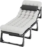 Oxford Cloth Foldable Camping Bed with Mattress Height Adjustable Folding Bed Breathable Camp Bed for Outdoor Office