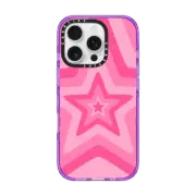 iPhone 16 Pro Impact Case Pink Star Starburst 70s Retro Pattern