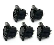 5pcs XLR Female 3Pin Gold Chassis Panel Mount D Series Metal Audio Connector
