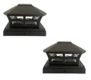 2 Pack 4x4 Black Color Plastic Outdoor 2 Bright SMD LED Post Cap Fence Light