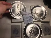 3 Wendell August Nib Coasters 4” Golfer/Eagle/ChristopherColumbus NIB