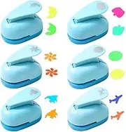 6 Pcs Craft Paper Punch Set, BetterJonny Multiple Shape Punches,Moon, Waves, Apples, Fish, Circle, Airplanes Kids DIY Paper Card Making for Crafts Paper Punches Decorative