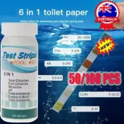 50/100 PCS 6in1 Chlorine Dip Test Strips Tub SPA Swimming Pool PH Tester PaperPB