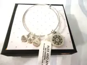 Alex and Ani SNOWFLAKE 2022 Russian Silver Charm Bangle New W/ Tag Card & Box