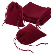 25 Pcs Velvet Drawstring Bag 5 x 6 Inch Jewelry Pouches Gift Bags, Wine Red