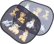 Cabilock 2Pcs Cartoon Window Sunshade for Electrostatic Decals Easy to Stick Remove Protects from Sunlight Fits Cars Animal Theme