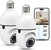 YnGia Light Bulb Security Camera Wifi Light Bulb Camera Wireless Light Socket Security Camera 355°Lightbulb Security Camera for Home Security with Color Night Vision,Motion Detection 2 Pack