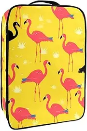 [YTYVAGT] Travel Shoe Bag,Waterproof Portable Organizer Storage Shoe Pouch,Flamingo on Yellow Background