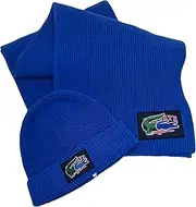 [Lacoste] Hat and Scarf Set Gift Boxed Bleu RB0887, Blue, One size