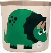 3 Sprouts Large Toy Storage Basket - Durable Kids & Baby Toy Bin with Handles for Toy Basket Storage, Round Hamper for Laundry in Nursery & Playroom, Dinosaur