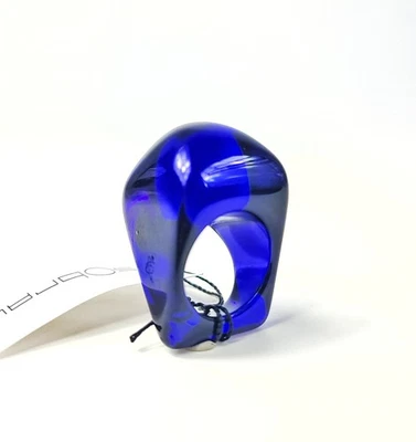 Sobral Classicos Agio Clear Dark Royal Blue Artist Made Statement Ring Size 8