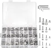 940 Pieces M2 M3 M4 M5 Countersunk Head Socket Cap Metric Screws Bolts Washers Nuts Hardware Assortment Kit with Hex Wrenches, 304 Stainless Steel, DIN7991