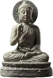 SMRTHMRT Meditative Buddha Sculptures, Indoor/Outdoor Garden Yard Ornaments, Polyresin Handicrafts, Dark Stone Finish (Zen Sitting Buddha)