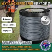 Commercial Round Aluminium Blend TRIMMER LINE 3.3mm x 210m 4.4LB Snipper Cord