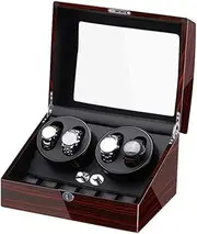 [CFZSALK] Automatic Watch Winder Box for Winding 4 Watches + 6 Storage Quiet Motor Piano Paint Exterior Adapter and Battery Powered Accessories KeYJ