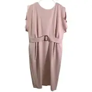 ASOS Women's Light Pink Belted Midi Shift Dress Size 14