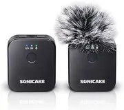 SONICAKE Wireless Lavalier Microphone System 2.4 GHz 164 FT/50 M Range 10 Hrs for iPhone/Android/DSLR Camera/Camcorder High-Pass Filter for Live Streaming Vlog Interview Recording