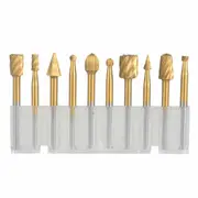10Pcs HSS Routing Wood Carving Tools Rotary Drill File Router Bit For Dremel