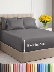 Extra Deep King Sheet Set - 6 Piece Breathable & Cooling Sheets - Hotel Luxur...