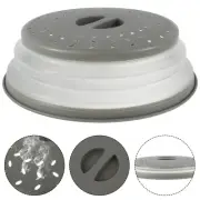 Microwave Food Cover Splatter Proof Vented Collapsible Kitchen Cooking Lid Gray