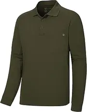 [Lightbare] Men’s Performance Polo Shirt Moisture Wicking Quick Dry Tactical Pique Shirts Hiking Fishing Golf UPF 50