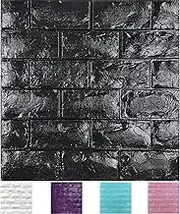 30PCS 3D Wall Panels Peel and Stick Faux Brick Wallpaper Black Self Adhesive Foam Brick Paneling Faux Stone Wall Panels (30PCS, Black)