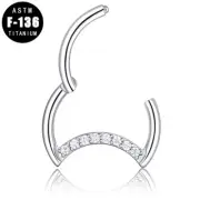 16G IMPLANT GRADE TITANIUM GEM HALF MOON HINGED CLICKER NOSE SEPTUM HELIX RING