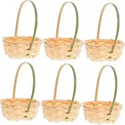 6 Pcs Mini Bamboo Woven Baskets Durable Lightweight Storage for Flowers Fruits Crafts Versatile Tiny Baskets for Home Decor Party Favors Compact Design for Easy Handling