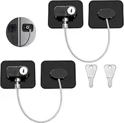 Viynran 2Pcs Refrigerator Door Locks with 2 Keys Stainless Steel Zinc Alloy Strong Adhesive Lock Protect Baby Kids Safe for Windows Kitchen Cabinets Cupboard Refrigerator Drawer (Black)