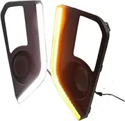 Daytime Running Lights Compatible with Mitsubishi Triton L200 2019 LED DRL Driving Fog Lamp Cover with Yellow Turn Signal Lamp Style Relay
