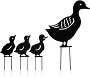 Vkinman Duck Garden Statue Mallard Duck Statue Metal Lawn Ornaments Hollow Garden Decorations (Black)