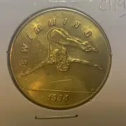 1984 Swimming- LA Olympic Games Transit Token Coin - Nice Condition C10
