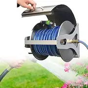 Metal Wall Mounted Garden Hose Reel with Storage Shelf Portable Bracket for 2m 40m Hoses Includes 2m/30m Water Pipe