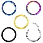 Titanium Seamless Segment Clicker Septum Lip Ear Nose Ring Piercing HooE9