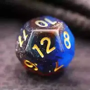 GALAXY DICE, dark brown, orange , blue with glitter 202