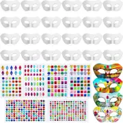 Paper Mache Mask Masquerade Mask and Gem Stickers Mardi Gras Blank to Decorate S