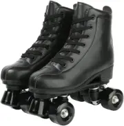Unisex Roller Skates PU Leather Classic Adjustable High-Top Roller Skates Double