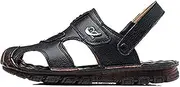 [CLSQLXYJZC] Mens Closed Toe Outdoor Beach Sandal, Summer Adjustable Convenient Shoe Buckle Dual Purpose Sandals, Lightweight Beef Tendon Outsole Leather Slippers