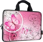 iColor 9.7 10 10.1 10.2 inch Neoprene Tablet Bag Carring Case Sleeve Cover with Handle for 9.7 to 10.2 Inch Laptops/Notebook/ebooks/Kids Tablet/Apple ipad Pink Butterfly ICB10-10