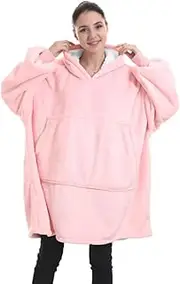 [Costume Bay] Adult Oversized Wearable Blanket Hoodie | Hooded Blanket | Oversized Hoodie Blanket for Women & Men | Fleece Comfy Giant Warm Sweatshirt Ultra Plush (Light Pink, ONE)