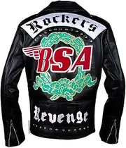 [Rising Bloom] BSA Faith Rockers George Michael Revenge Men's Black Genuine Leather Jacket