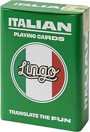 Lingo Playing Cards Tin Box | Travel Case | Language Learning Game Set | Fun Visual Flashcard Deck to Increase Vocabulary and Pronunciation Skills - 54 Useful Phrases