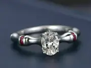 Standard Solitaire Style Engagement Wedding Ring With White Oval Cut Sapphire