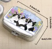 Tuxedo Cat pill box medicine Kitten Trinket FAST Free Ship