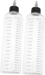 2Pcs Hair Dye Applicator Bottles with Measurement Marks Reusable Scalp Bottle for Oil and Hair Color Application Transparent Squeeze Bottles for Salon and Home Use