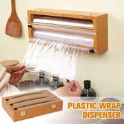 Bamboo Food Wrap Dispenser Reusable Bamboo Cling Wrap Dispenser Storage xipAA